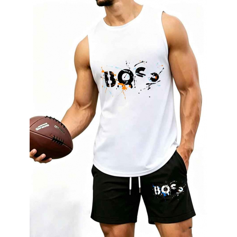 Men's  Graffiti Letter Print 2 - Tank Top Muscle 리뷰 및 가격