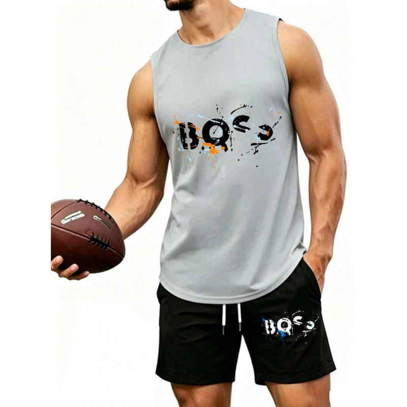 Men's  Graffiti Letter Print 2 - Tank Top Muscle 리뷰 및 가격