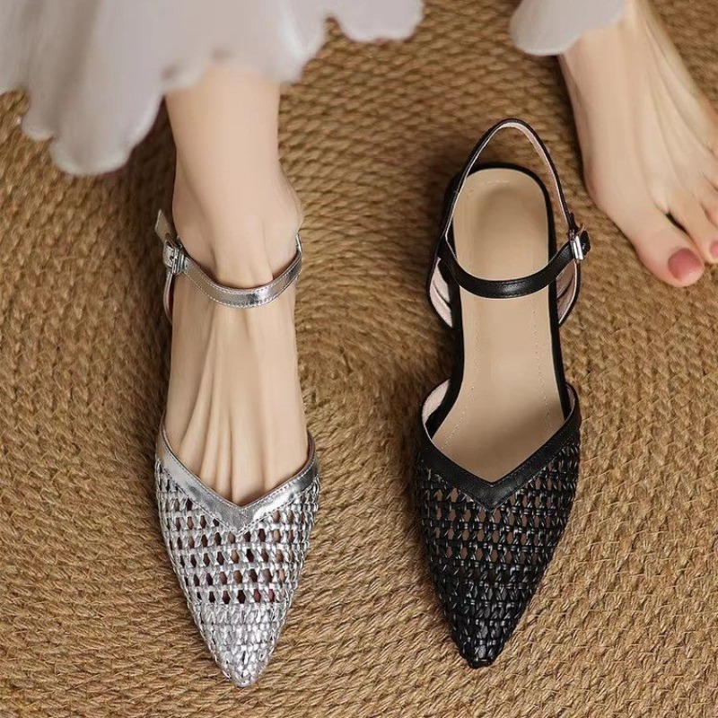 French pointed-toe woven high- - Casual Sandal Leather 리뷰 및 가격