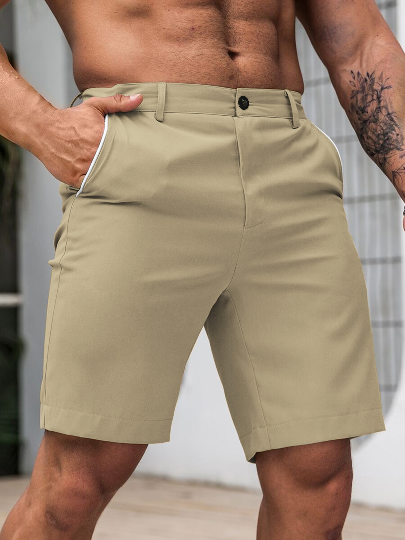 Men's Contrast Trim Chino Shor - Shorts Chino Slim 리뷰 및 가격