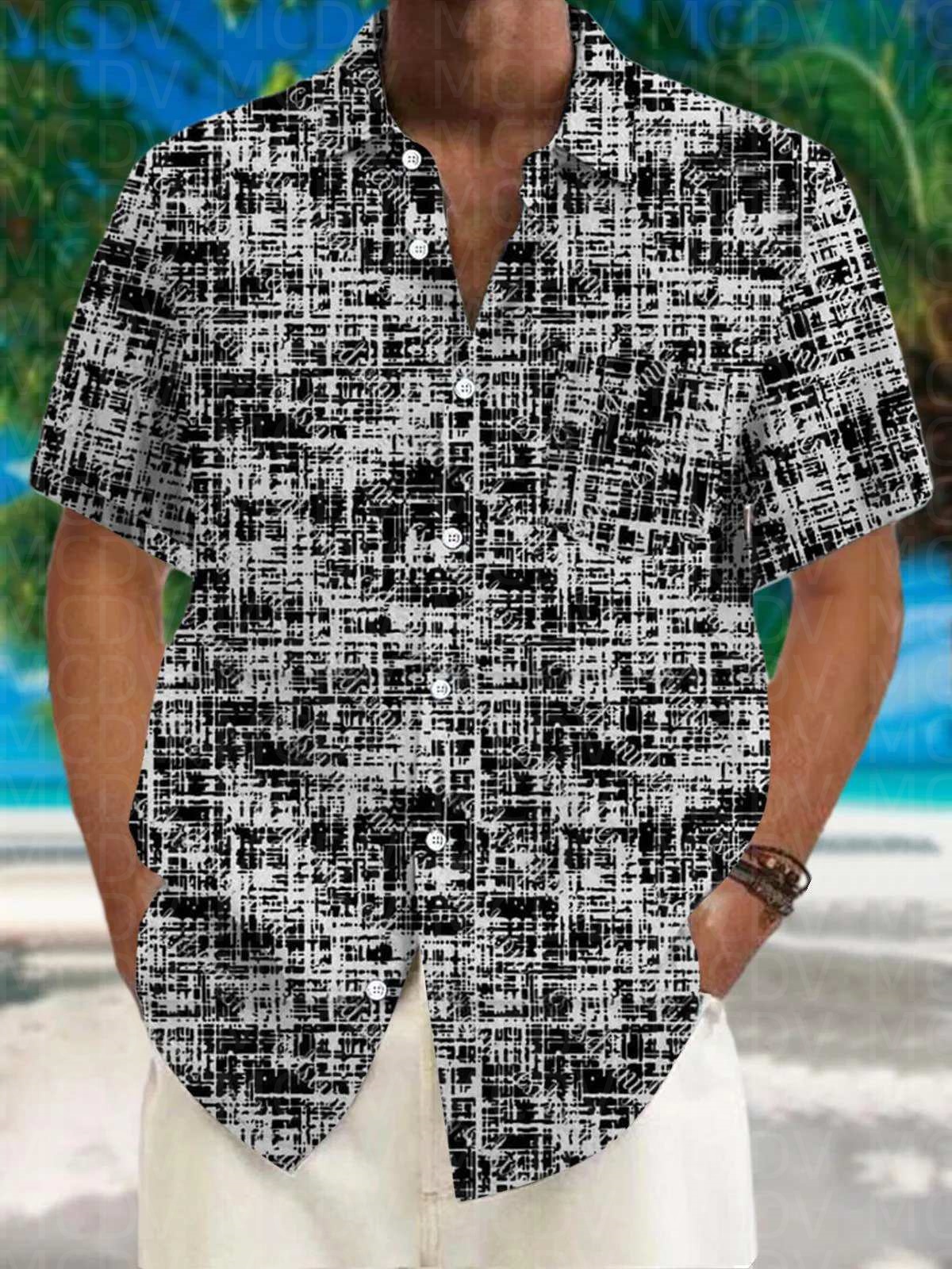 Flag Pattern Style Men's Hawai - Shirt Camp Collar 리뷰 및 가격