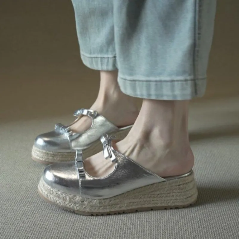 Metallic Mary Jane Mules for W - Espadrille Slip On 리뷰 및 가격