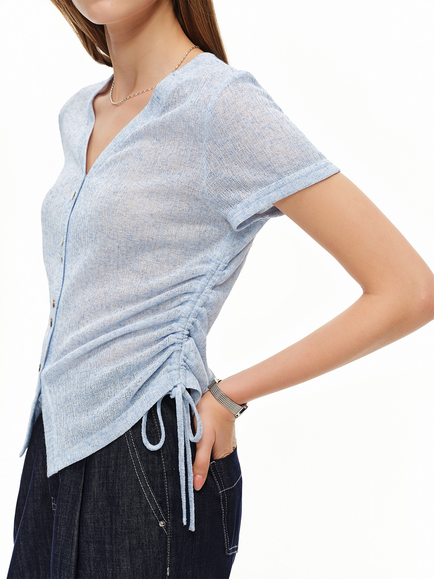 DUSHU Lightweight V-neck Linen - Short Linen Drawstring 리뷰 및 가격