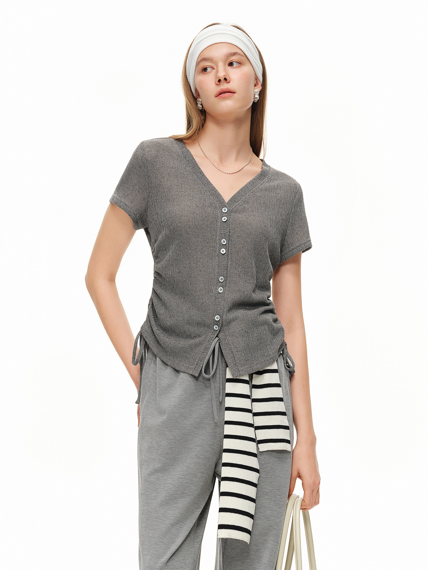 DUSHU Lightweight V-neck Linen - Short Linen Drawstring 리뷰 및 가격