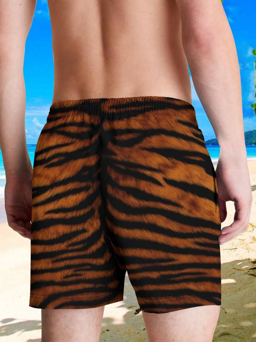 Mens Tiger Print Beach Shorts  - Swim Trunk Quick Dry 리뷰 및 가격