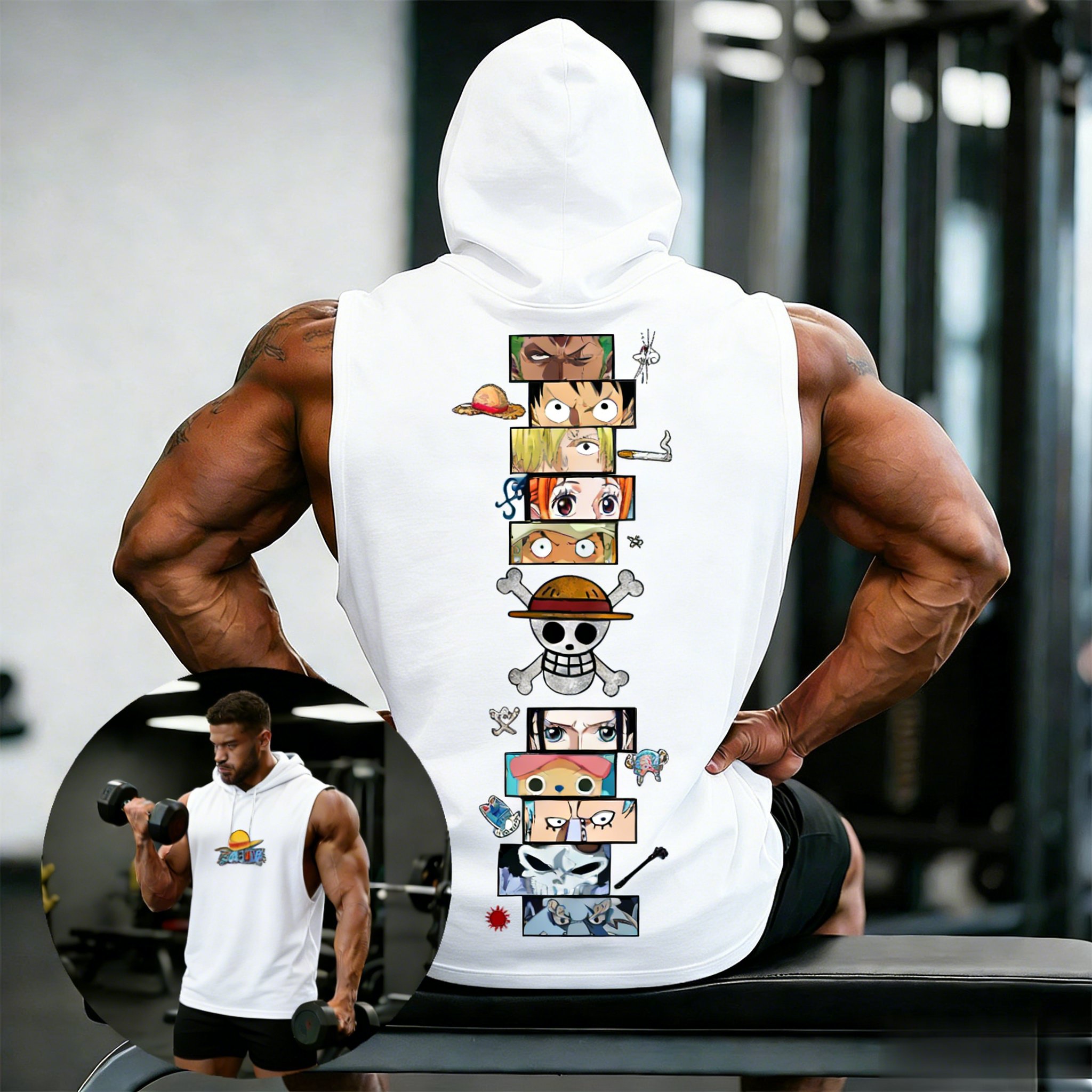 One Piece Anime Hoodie Sleevel - Tank Top Muscle 리뷰 및 가격