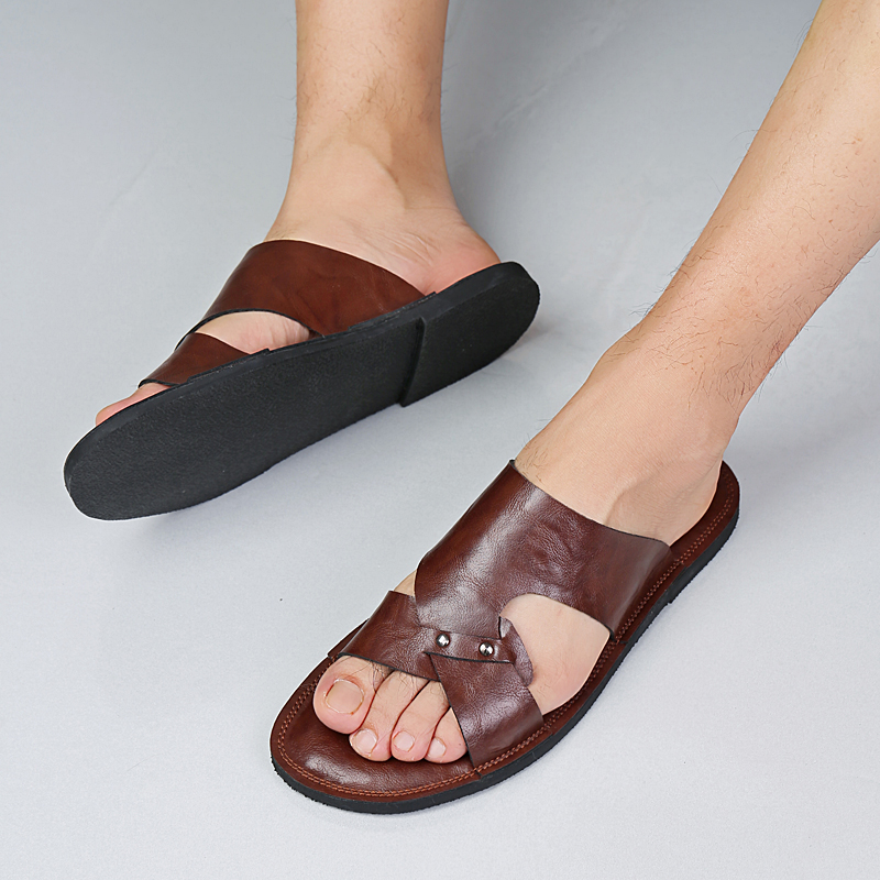 Handmade Leather Slippers Men  - Flip Flop Leather Men 리뷰 및 가격