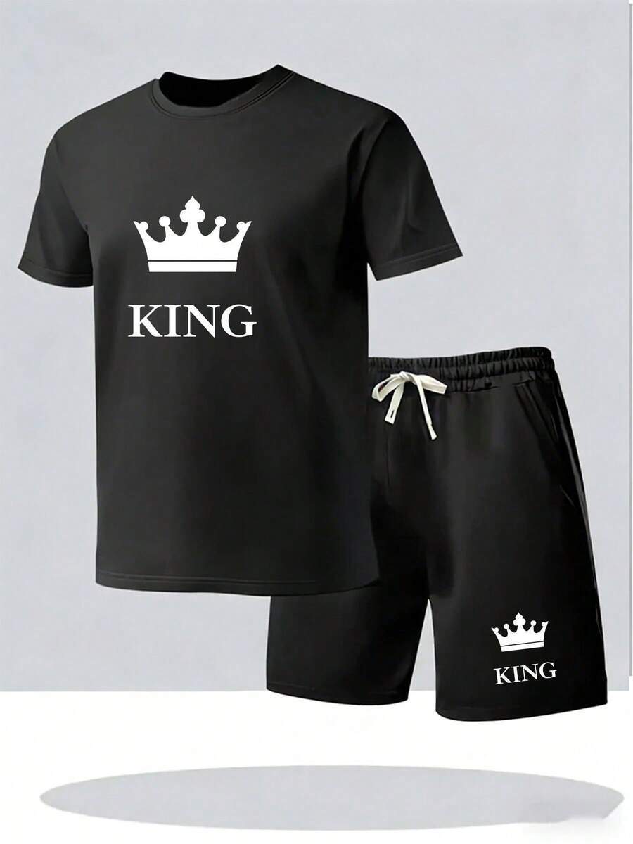 2-Piece Mens Summer Lounge Set - Tee Graphic Print 리뷰 및 가격