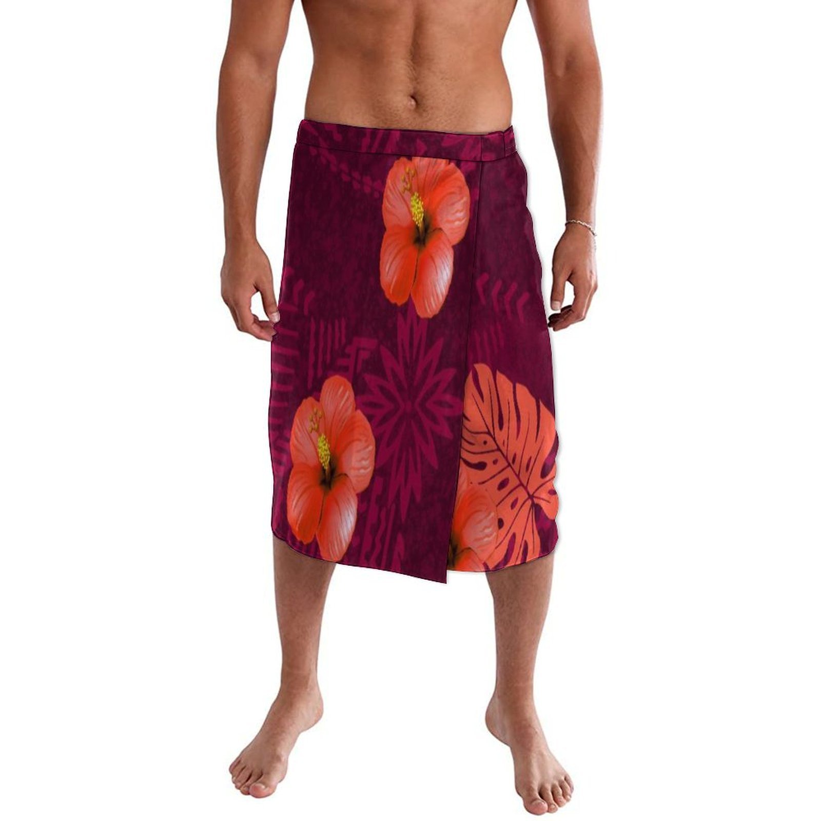 Blue Floral Polynesian Beach W - Sarong Men Wrap 리뷰 및 가격