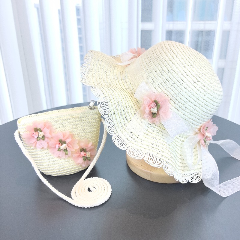 Girls 2pcs Straw Hat Solid Col - Bucket Hat Straw 리뷰 및 가격