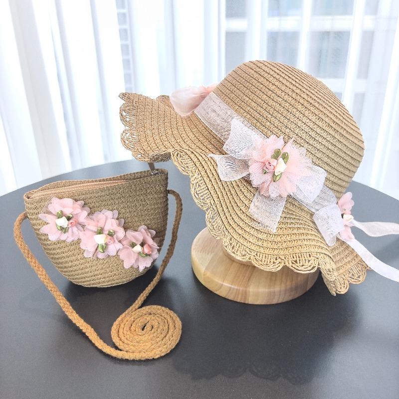 Girls 2pcs Straw Hat Solid Col - Bucket Hat Straw 리뷰 및 가격