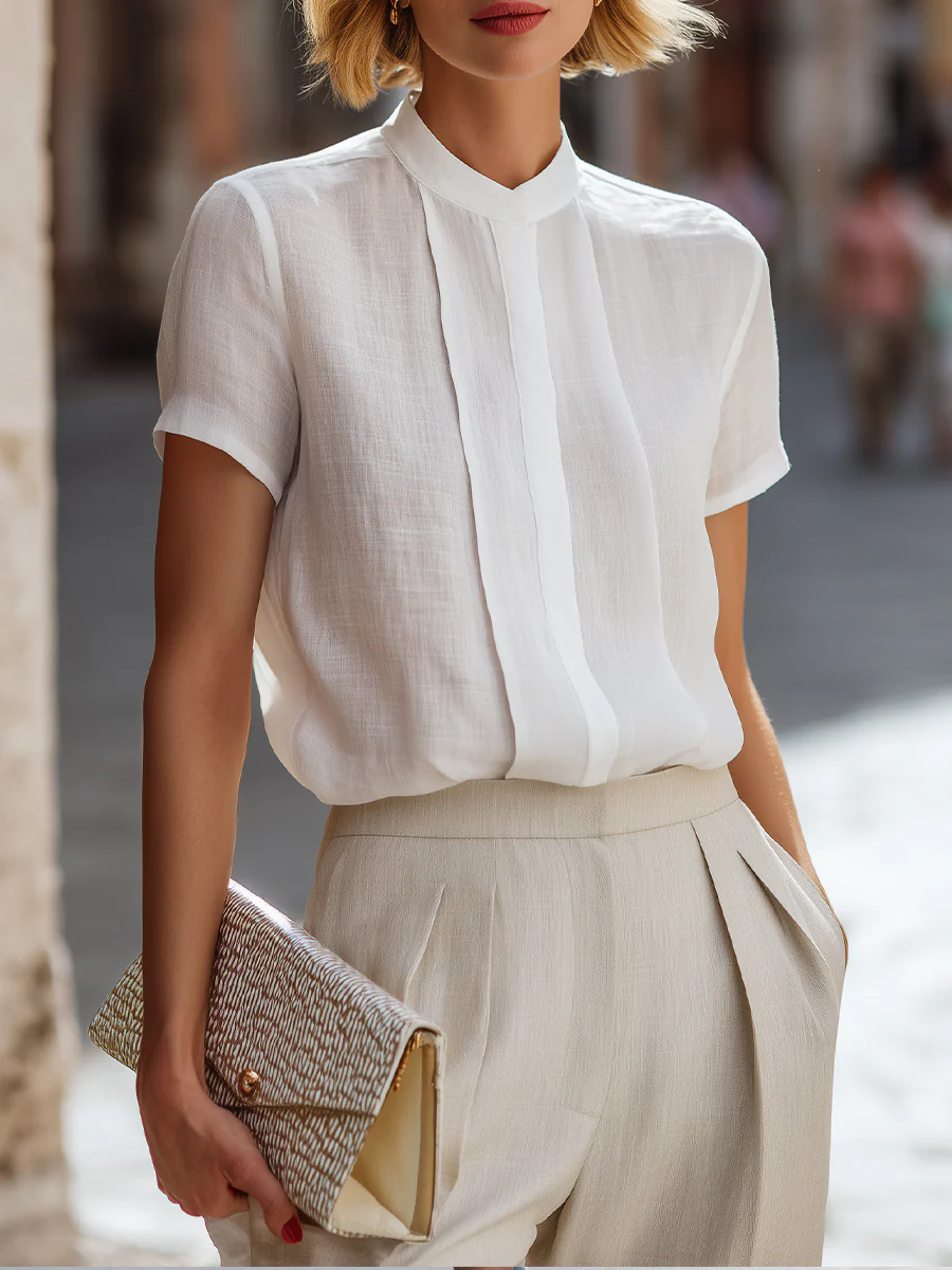 Women's Short Sleeve Pleated F - Shirt Camp Collar 리뷰 및 가격