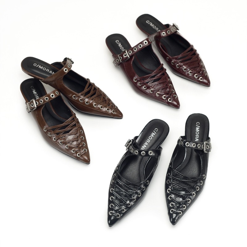 Pointed Toe Lace Up Women Slip - Casual Sandal Leather 리뷰 및 가격