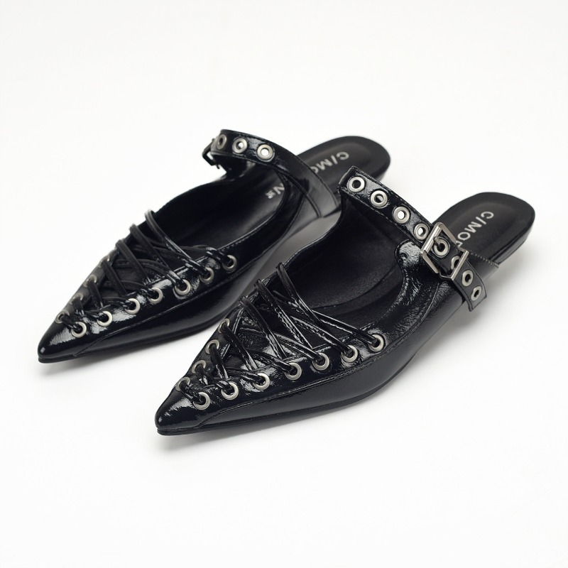 Pointed Toe Lace Up Women Slip - Casual Sandal Leather 리뷰 및 가격