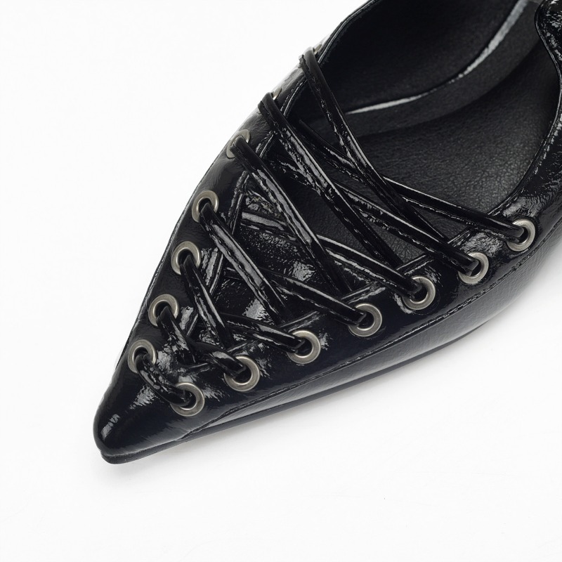 Pointed Toe Lace Up Women Slip - Casual Sandal Leather 리뷰 및 가격