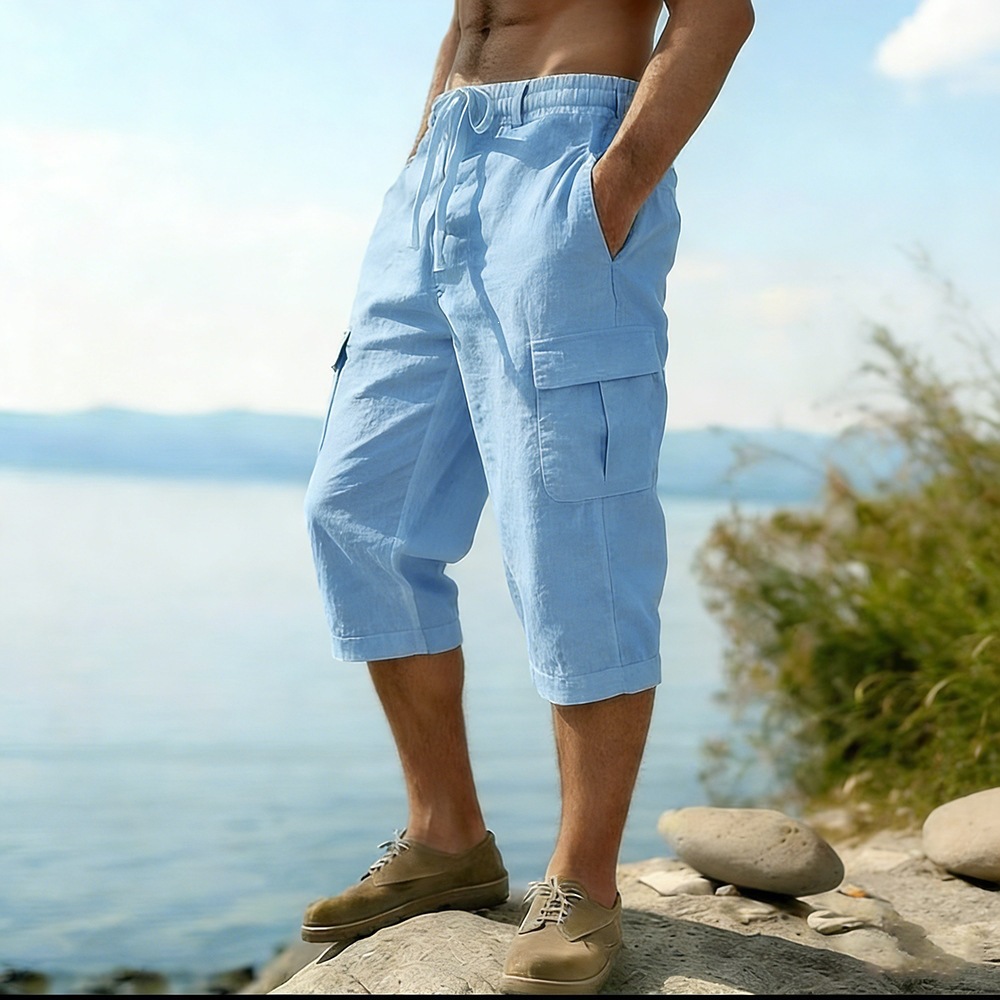 Men Summer Cotton Linen Shorts - Short Linen Drawstring 리뷰 및 가격