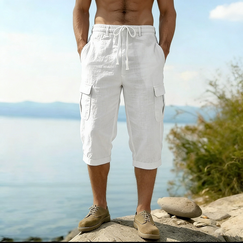 Men Summer Cotton Linen Shorts - Short Linen Drawstring 리뷰 및 가격